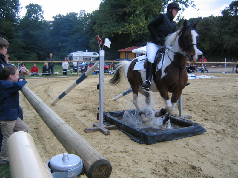 Eva Claus auf Pepper im Wassergraben